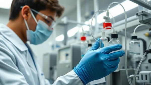 Technician operating medical equipment for uterus kept alive outside the body