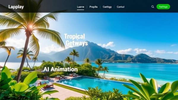Motion-first business content with tropical getaway theme and AI animation.