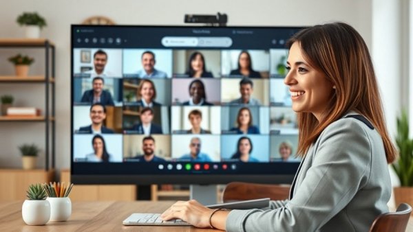 Professional video conference illustrating AI investment challenges and opportunities.