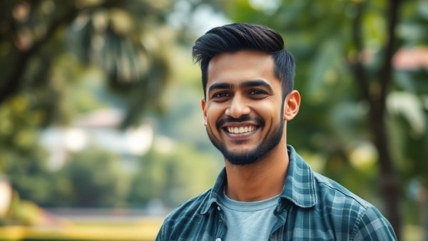 Smiling man outdoors, showcasing expertise with a confident demeanor.