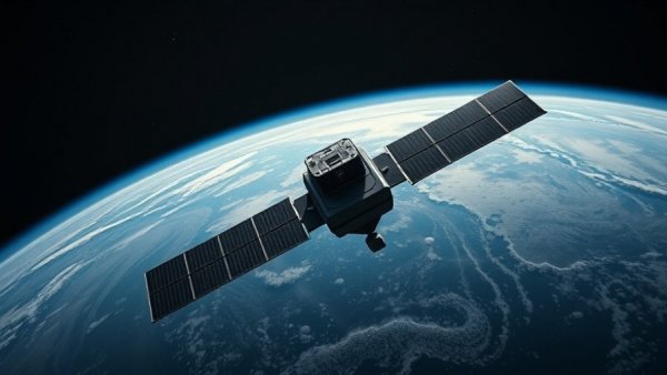 Satellite orbiting Earth showcasing space technology, Amazon Globalstar Acquisition.