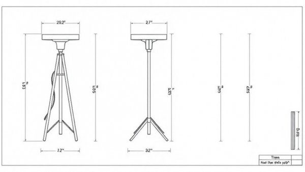 Detailed diagram for DIY plywood floor lamp construction.
