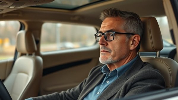 Man seated in luxurious vehicle interior
