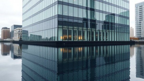 Ericsson building reflection showcasing modern architecture