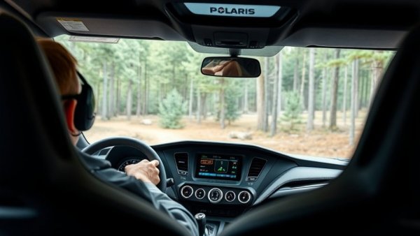 Interior of Polaris Northstar vehicle with driver adjusting controls.