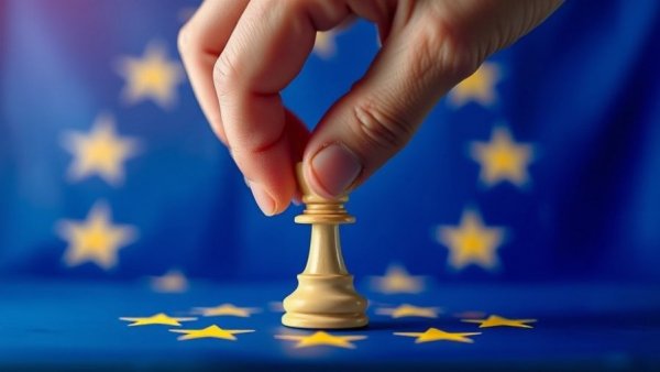 European Union flag and chess piece symbolize Europe public money VC strategy.