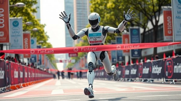 Humanoid robot crosses half marathon finish line, setting record.