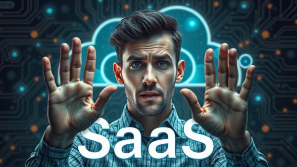 Conceptual image of SaaS evolution with digital theme