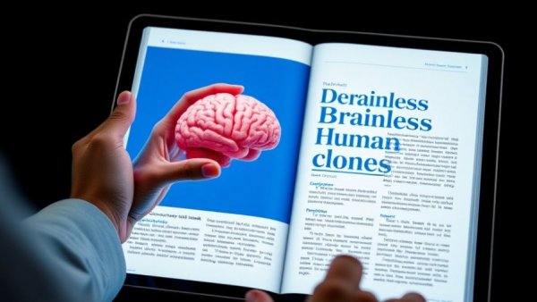 Article on ethics of brainless clones displayed on digital magazine layout.