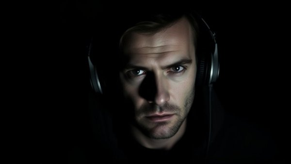 Portrait of a man with headphones, Stop Waiting for Life to Get Easier theme.