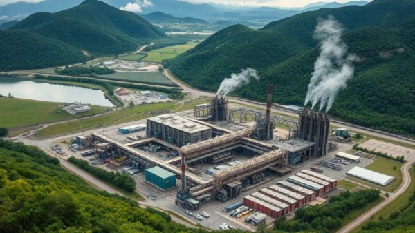 Boston Metal critical metals production facility in lush landscapes.
