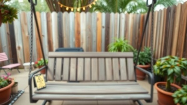 Costco patio swing recall notice in backyard setting.