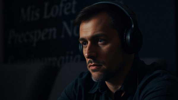 Cinematic photo of a man with headphones, representing overcoming life's challenges.