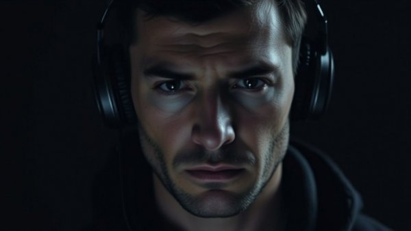 Moody portrait of a man with headphones, building resilience strategies