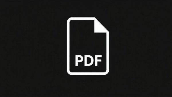 PDF file icon with red label on black background