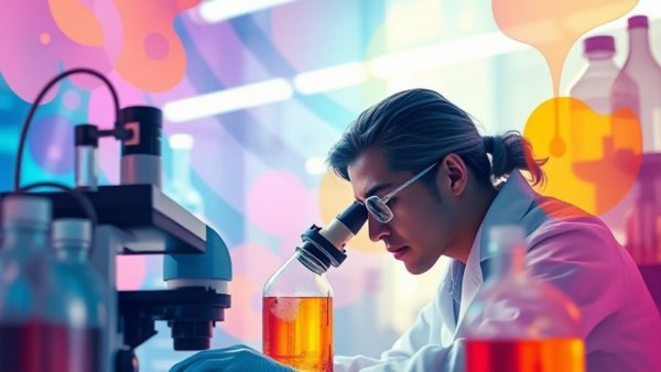 Vibrant abstract of scientist in AI-driven research.