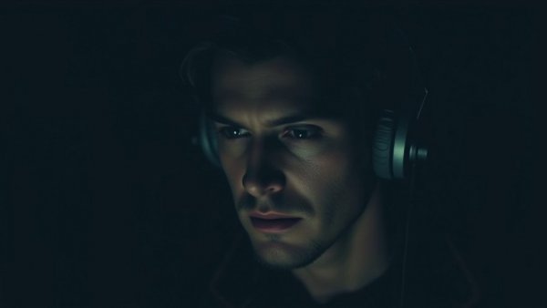 Change Your Perspective: Moody man wearing headphones.
