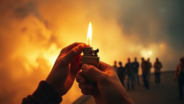 Surreal imagery of AI consciousness debate with smoke and observers.