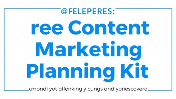 Blue text banner for free content marketing planning kit.