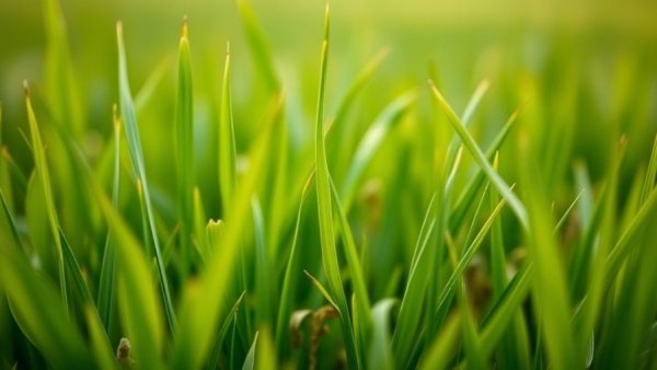 Close-up of vibrant green grass with blurred background