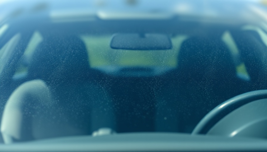 Close-up of windshield black dots with blurred car background