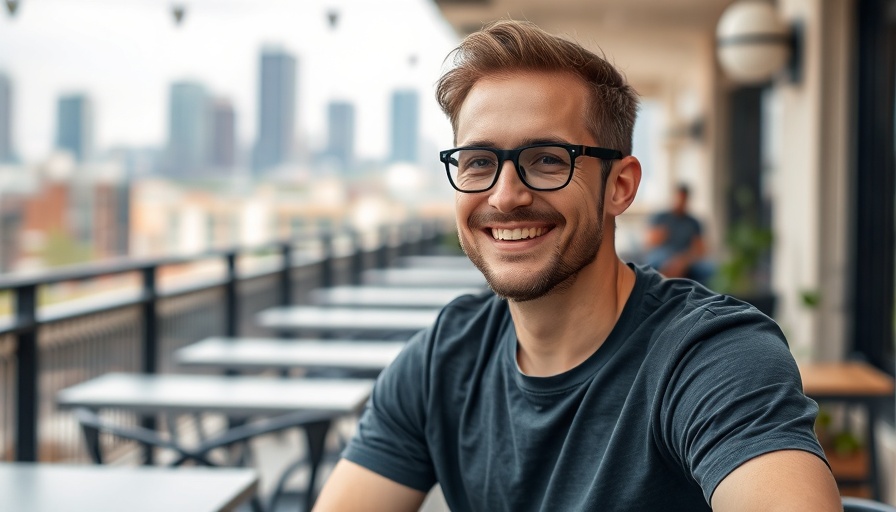 Casually smiling man on a patio, Amazon Nova AI context