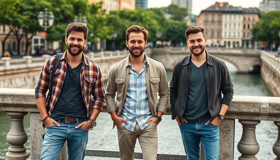 Hostaway funding team standing on a bridge in a city environment.