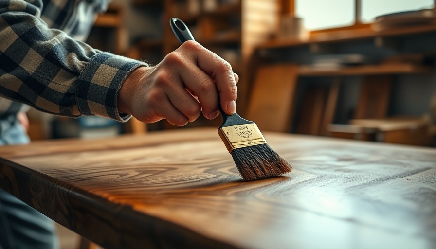 Hand using a brush to finish wooden table, varnishing tips