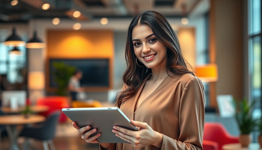 Young woman discussing influencer budget strategies on tablet.