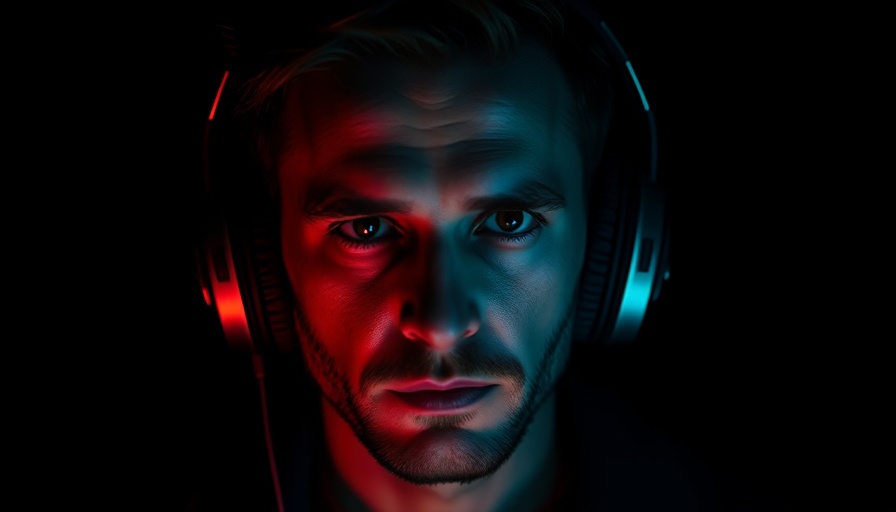 Setback Recovery podcast moody portrait, man with headphones.