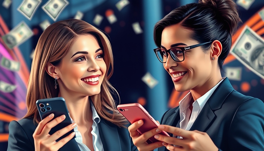 Executive buy-in concept with businesswoman, money, and smartphones.