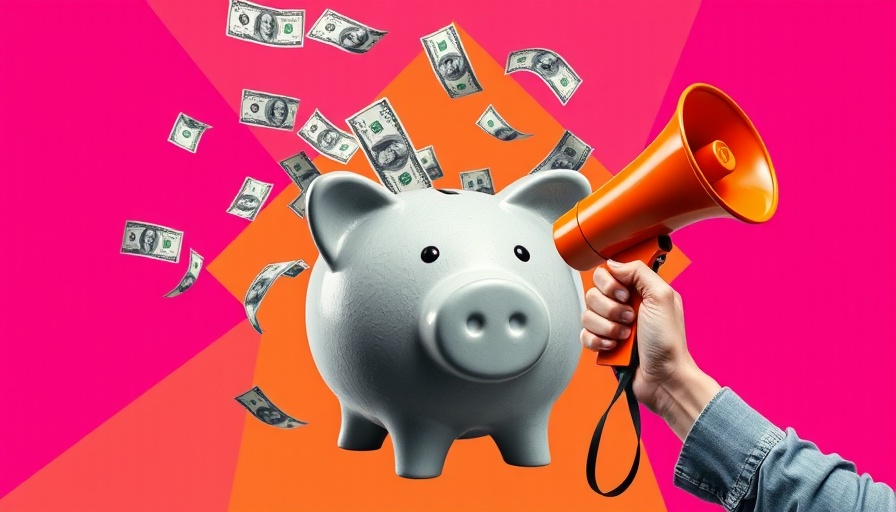 Visual representation of social media budgeting with piggy bank and megaphone.