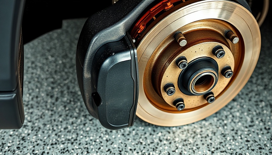 Brake maintenance essentials: car brake pads and tire close-up.