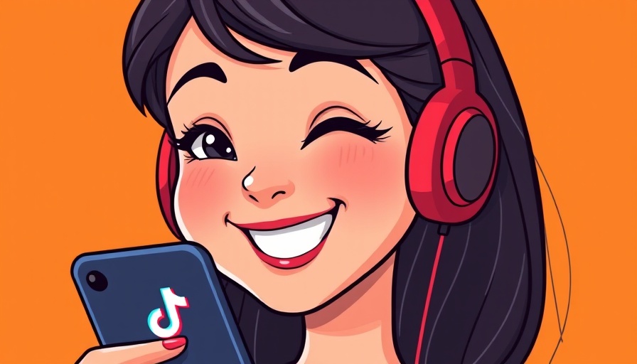 Young woman with phone and TikTok ban symbol, vibrant cartoon.