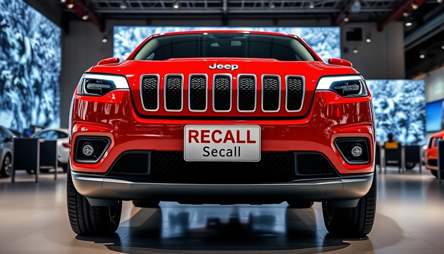 Jeep Cherokee recall notice in showroom setting.