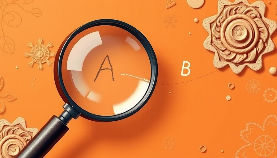 Content audits illustration with magnifying glass and steps A to B.