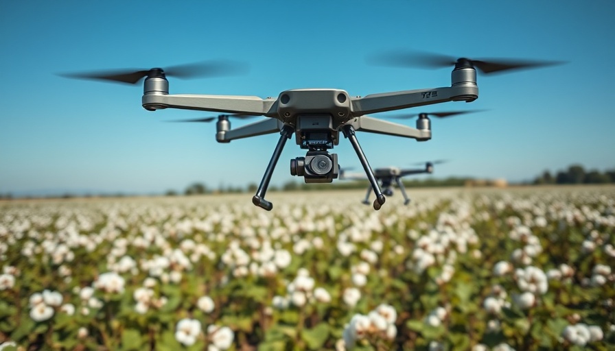 Drones managing air traffic over cotton fields for drone air traffic control.