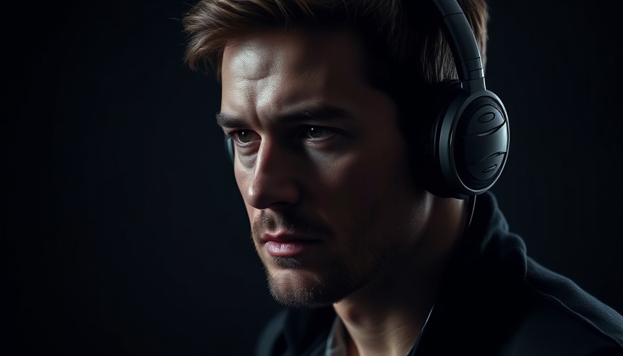 Man in headphones, focused, representing personal growth in podcasting.