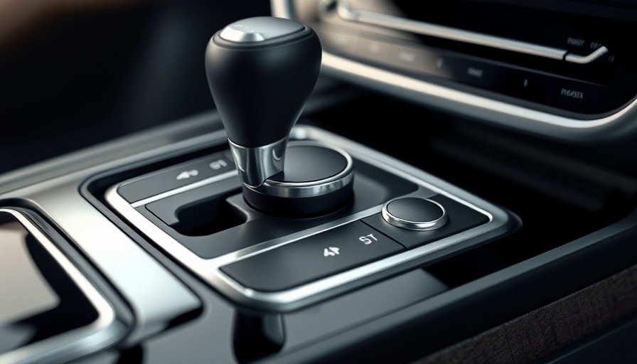 Luxury car gear shift displaying driving modes.