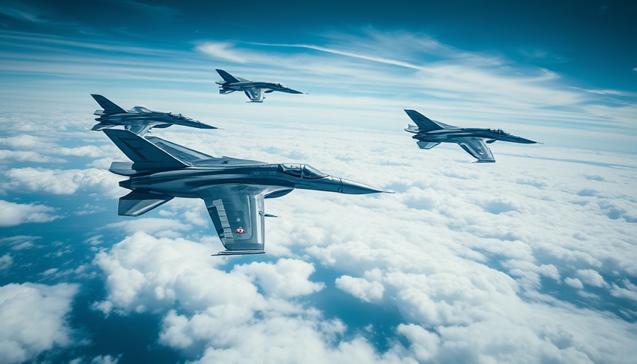 Futuristic military aircraft formation showcasing AI technology.