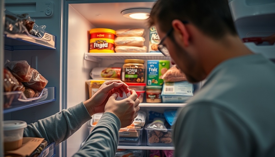 Person organizing food in freezer with focus on freezer temperature management.