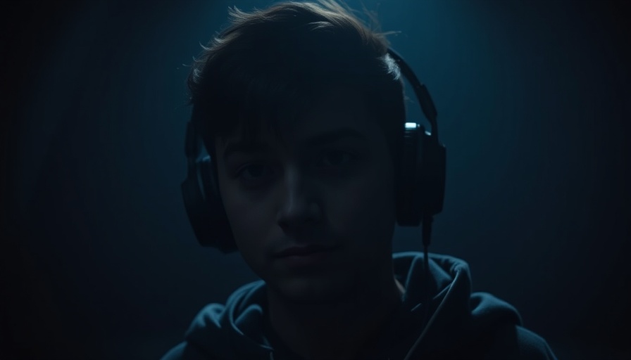 Mindset shift concept with person wearing headphones in a dark setting.