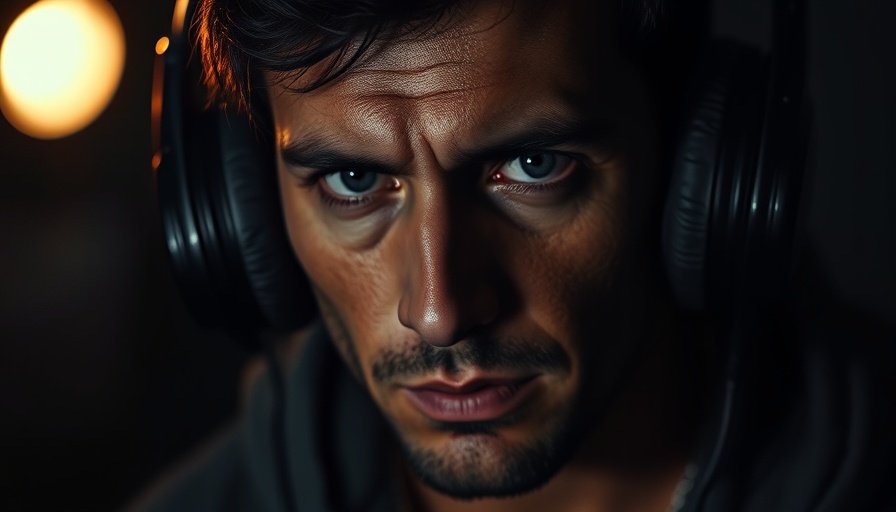 Focused man wearing headphones in moody light for 'Change Your Self-Image'.