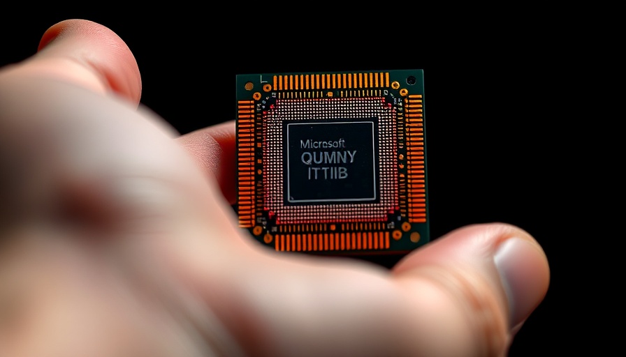 Close-up of Microsoft quantum chip held in hand.