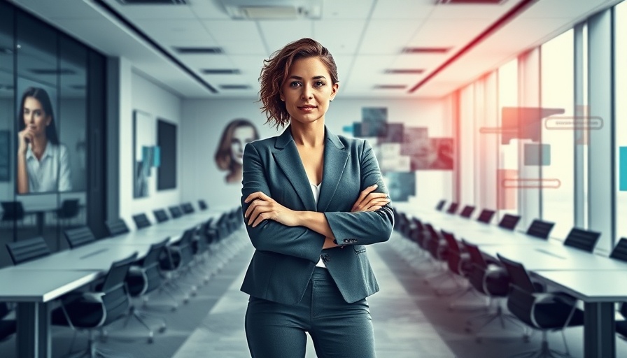 Confident woman finding your leadership style in a modern conference room.