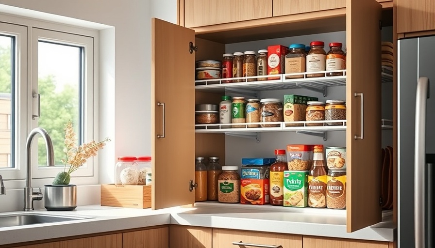 Organized kitchen cabinet displaying home organization solutions elegantly.