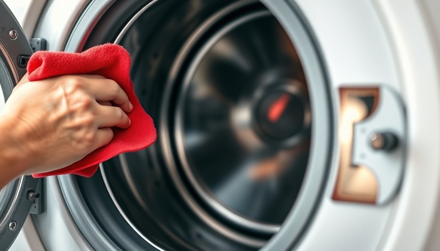 Hand cleaning inside of a washing machine, appliance maintenance tips.