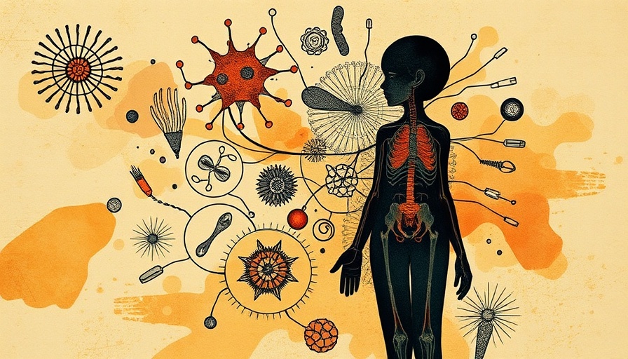 Abstract illustration depicting microbiome research's impact on health.