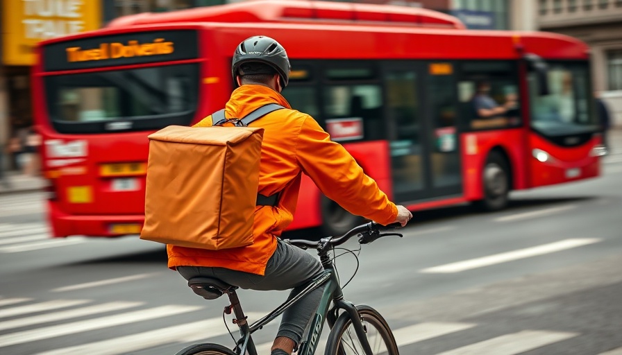 Prosus acquires Just Eat Takeaway - cyclist from the company in a city.