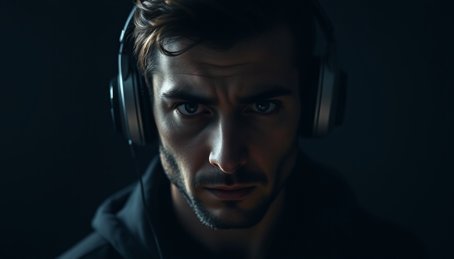 Moody portrait of a man with headphones for Powerful Inspirational Speeches for Success.